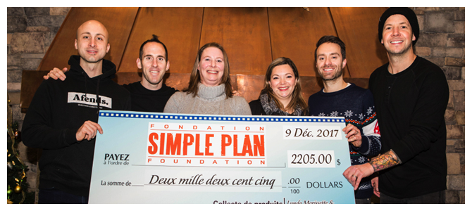 Fanoušci věnovali 2205 dolarů nadaci Simple Plan Foundation